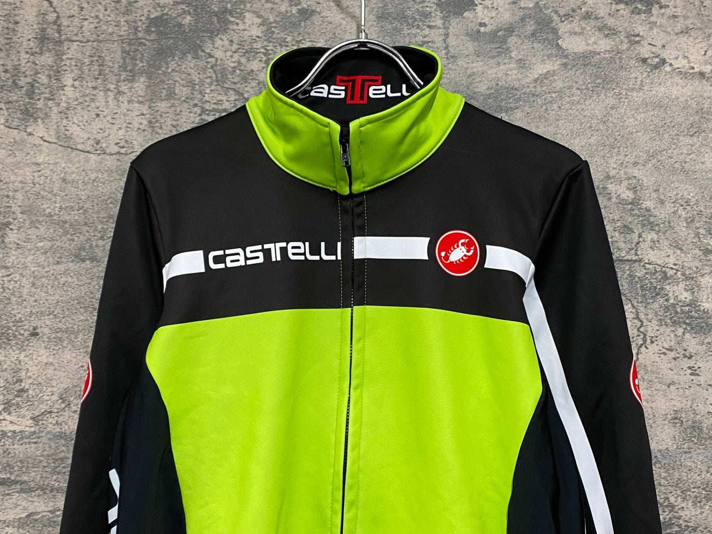 IZ653 カステリ CASTELLI サイクルジャケット 裏起毛 厚手 Lサイズ 黄緑 WINDSTOPPER