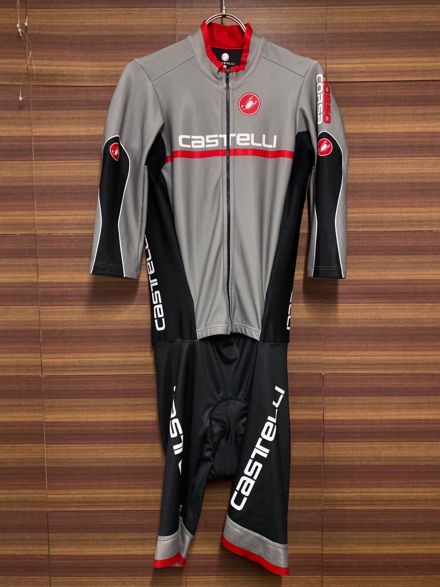 IR861 カステリ CASTELLI ROSSO CORSA 半袖 ワンピース セパレート グレー 黒 XXL