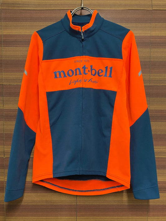 IP958 モンベル mont-bell 長袖 サイクルジャージ 紺 オレンジ S