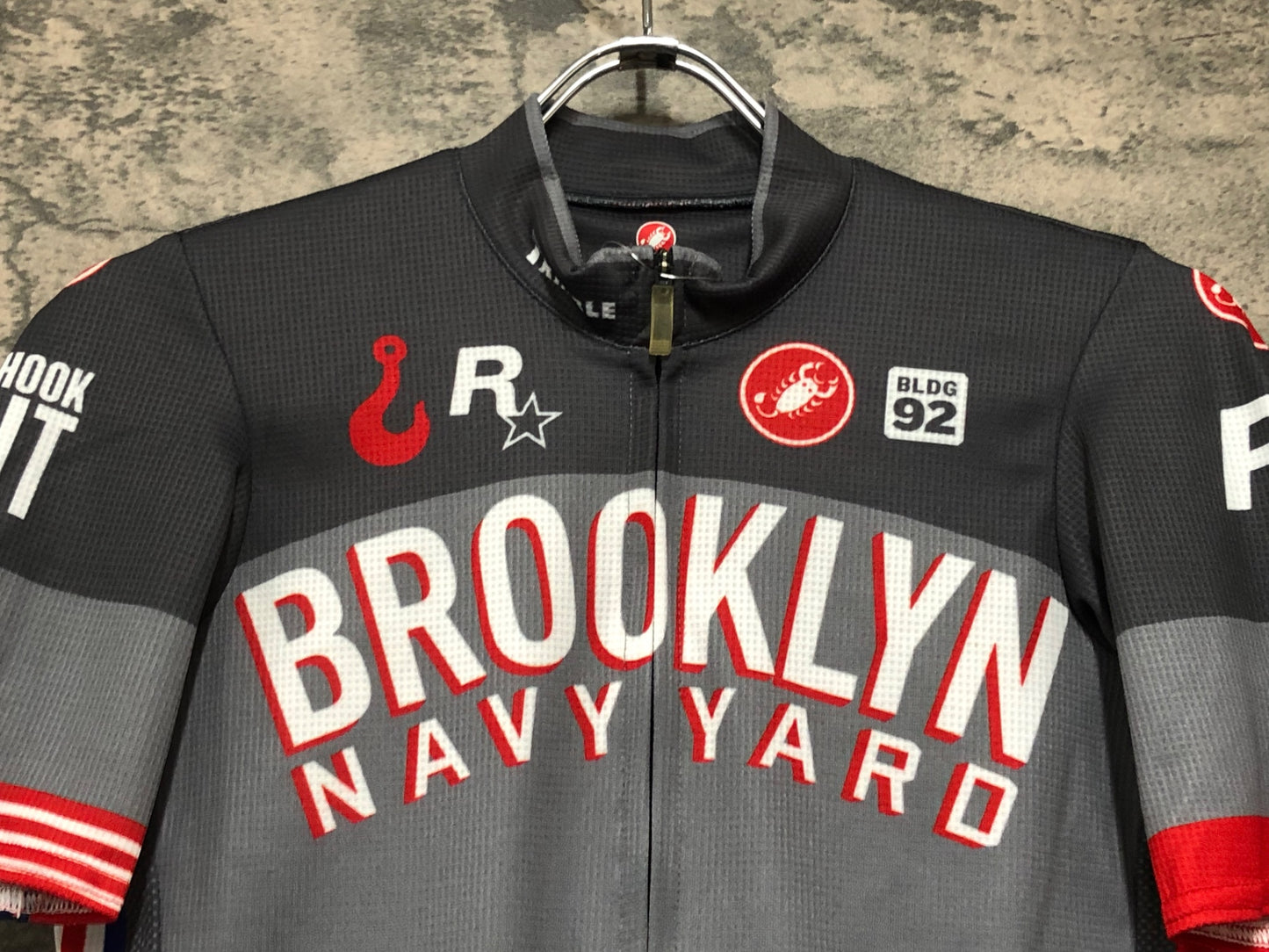 JC762 カステリ CASTELLI 半袖 サイクルジャージ グレー S BROOCKLYN NAVY YARD RED HOOK CRIT