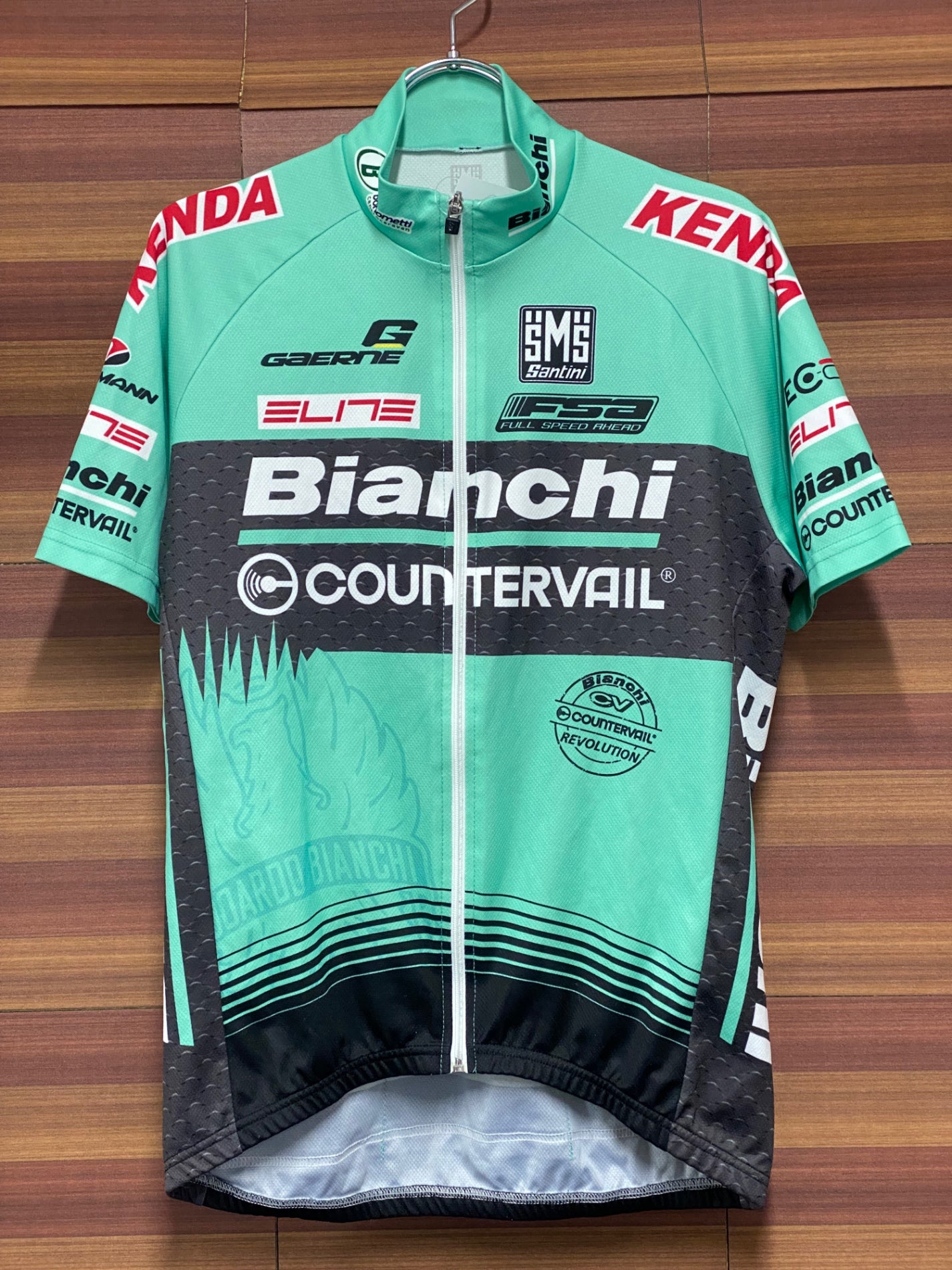 IU096 サンティーニ Santini 半袖 サイクルジャージ チェレステ 黒 L