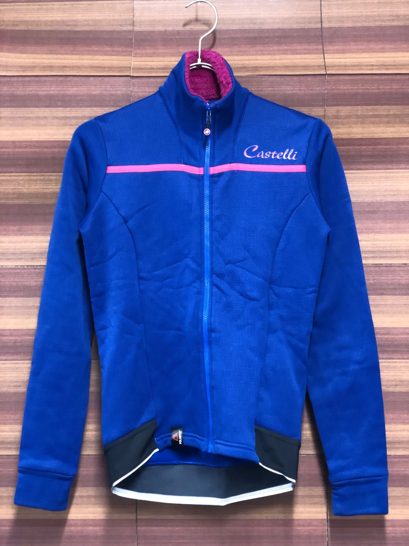IR218 カステリ castelli 長袖サイクルジャージ 青 XS 裏起毛 POLARTEC レディース