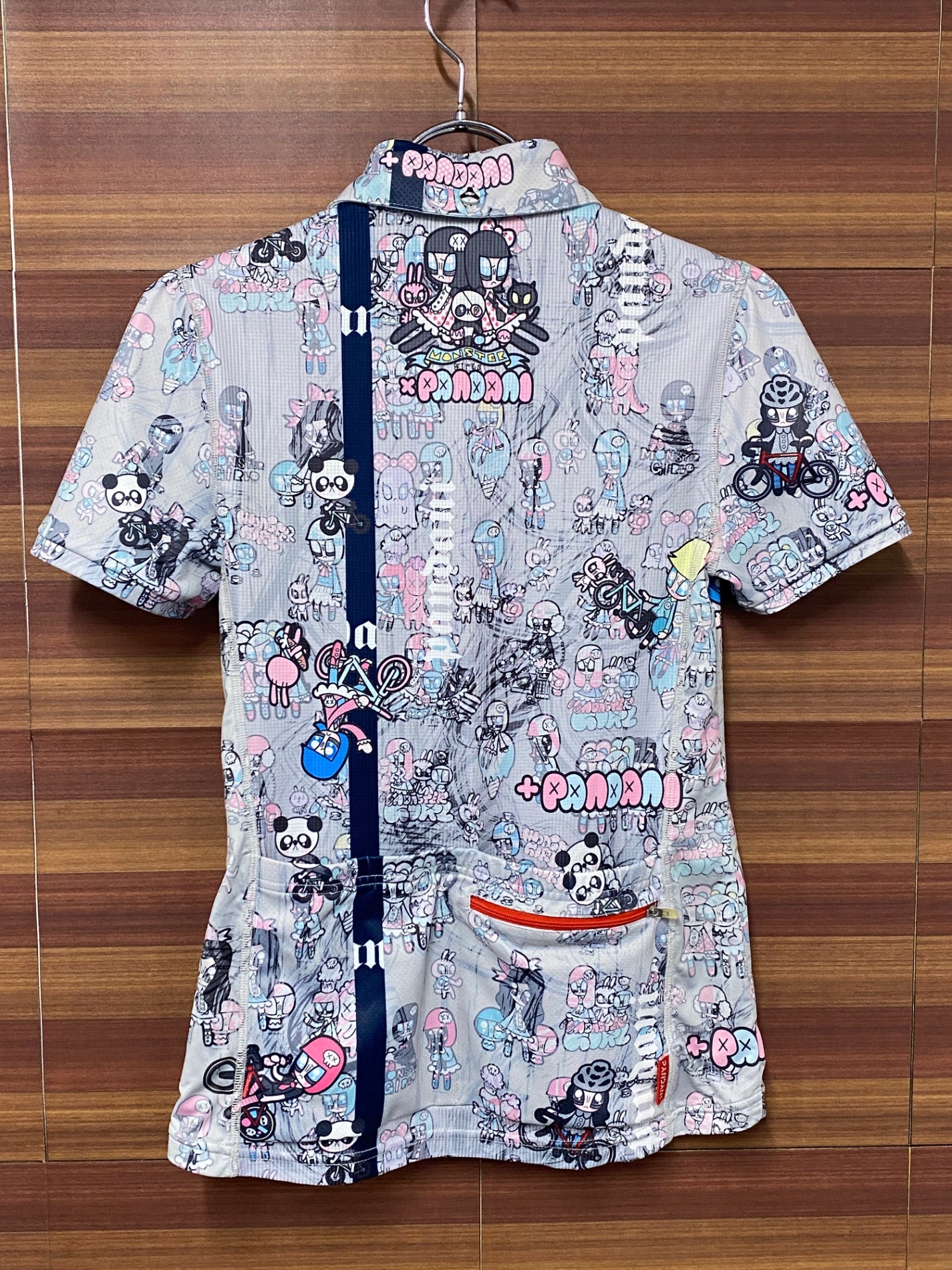IT122 パンダーニ Pandani 半袖 サイクルジャージ グレー 総柄 S