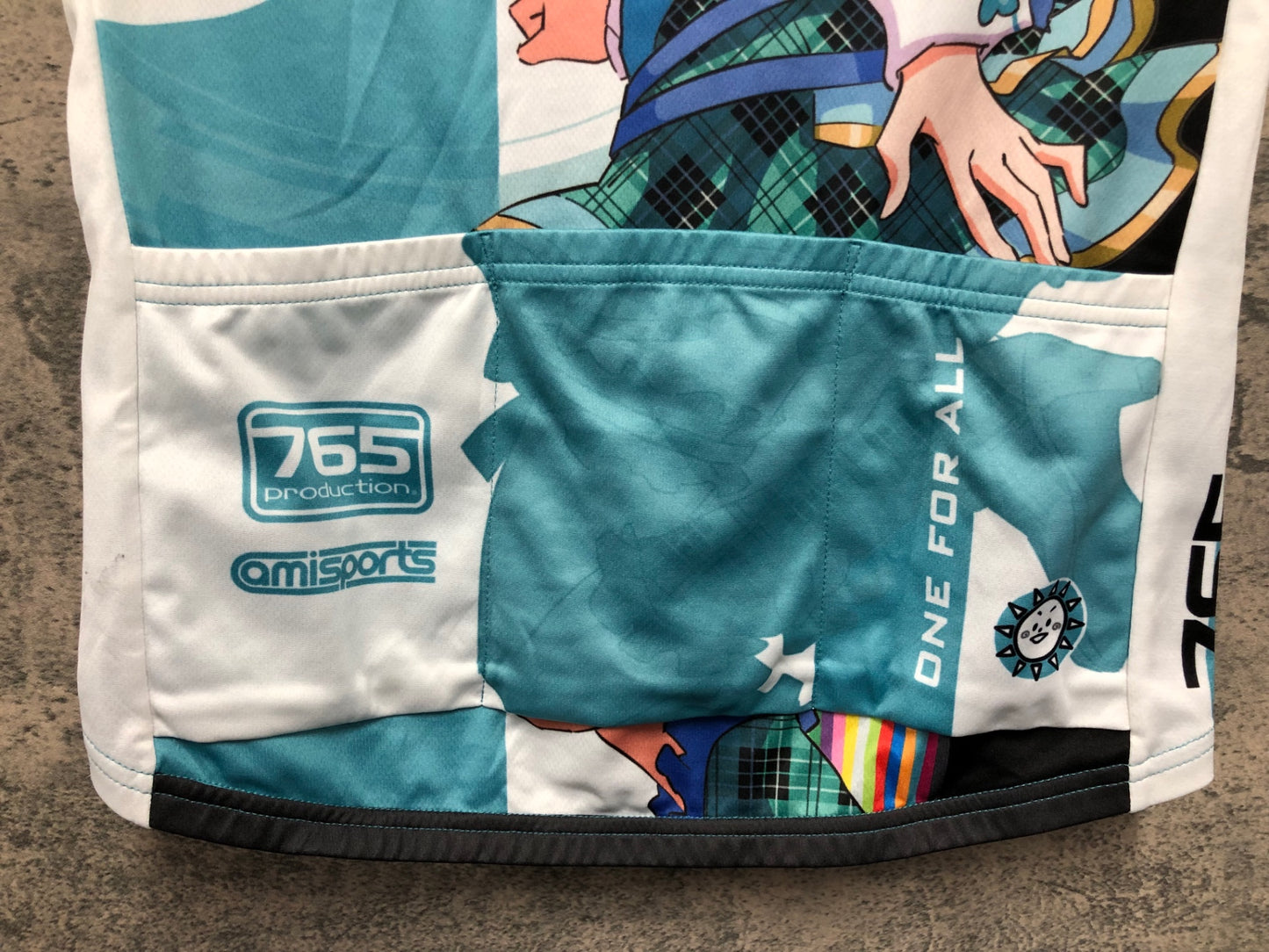 IZ760 アミスポーツ amisports 半袖 サイクルジャージ 水 白 L 痛ジャージ アイドルマスター 765 production 我那覇響 ※汚れ