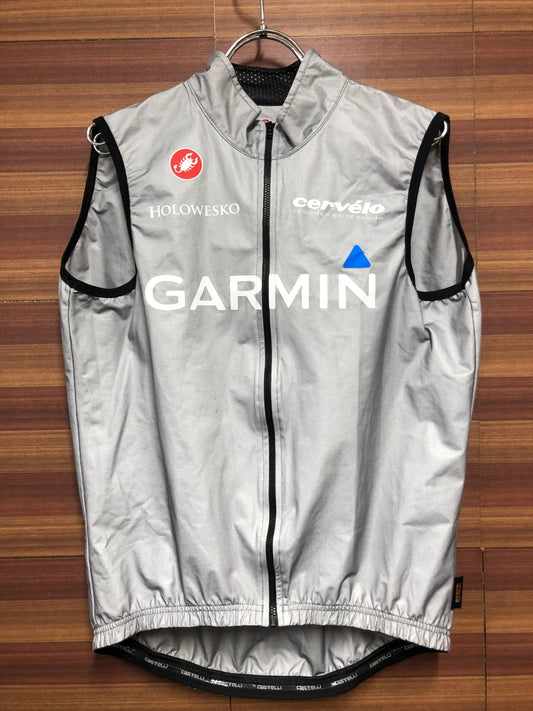 IJ063 カステリ CASTELLI ガーミン GARMIN サイクルベスト ジレ グレー L ※汚れ有