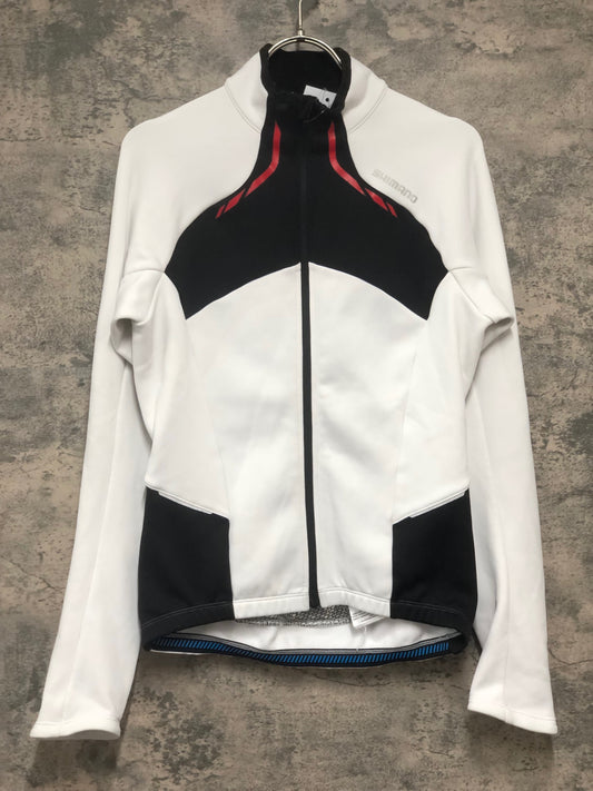 IY180 シマノ SHIMANO 長袖 サイクルジャケット 白 黒 S 裏起毛