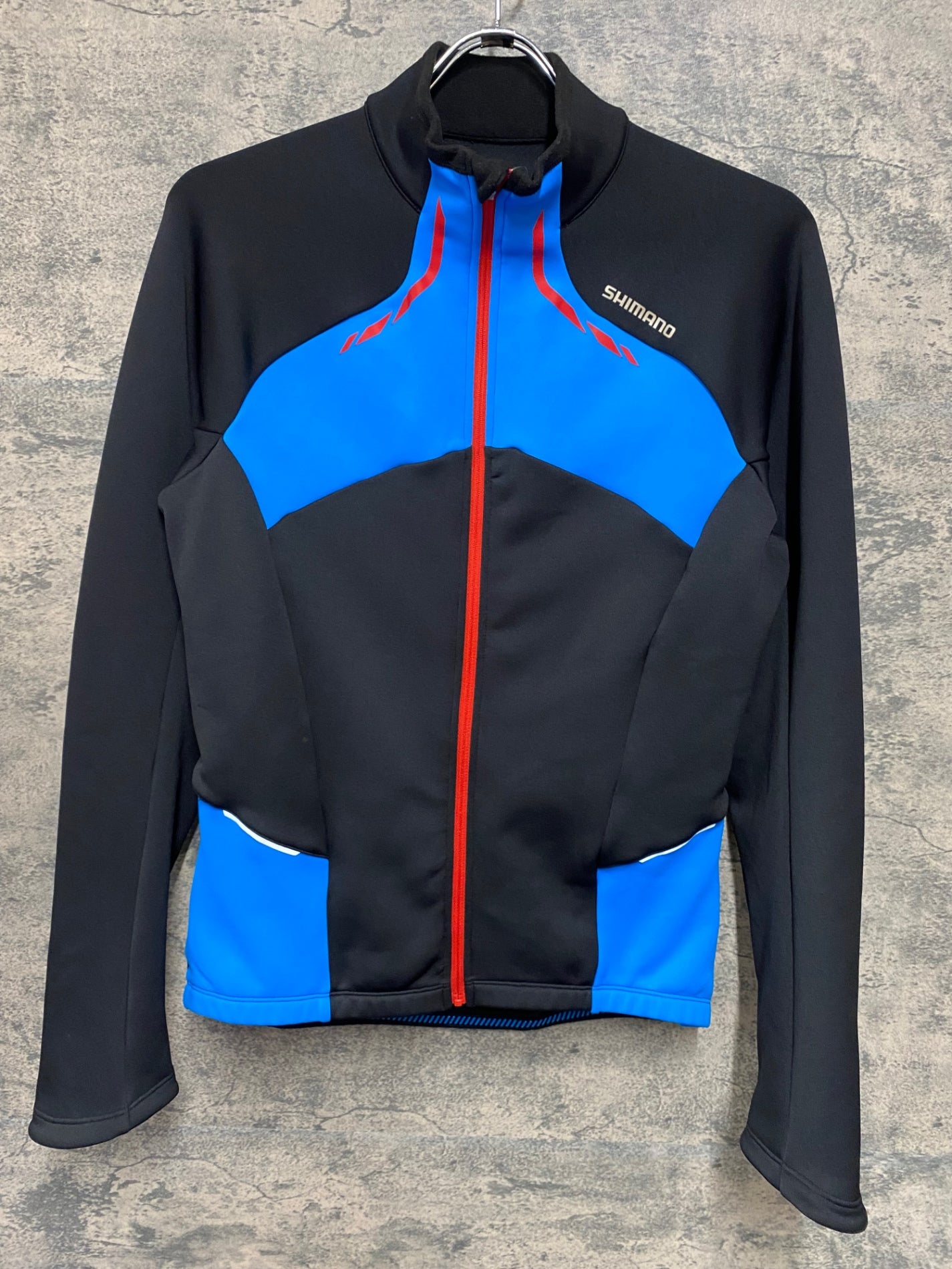 JC914 シマノ SHIMANO 長袖 サイクルジャケット 黒 水色 L 裏起毛