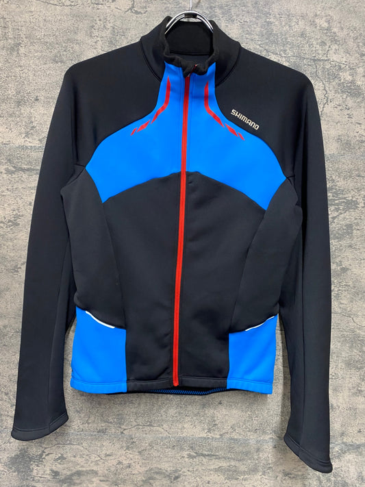 JC914 シマノ SHIMANO 長袖 サイクルジャケット 黒 水色 L 裏起毛