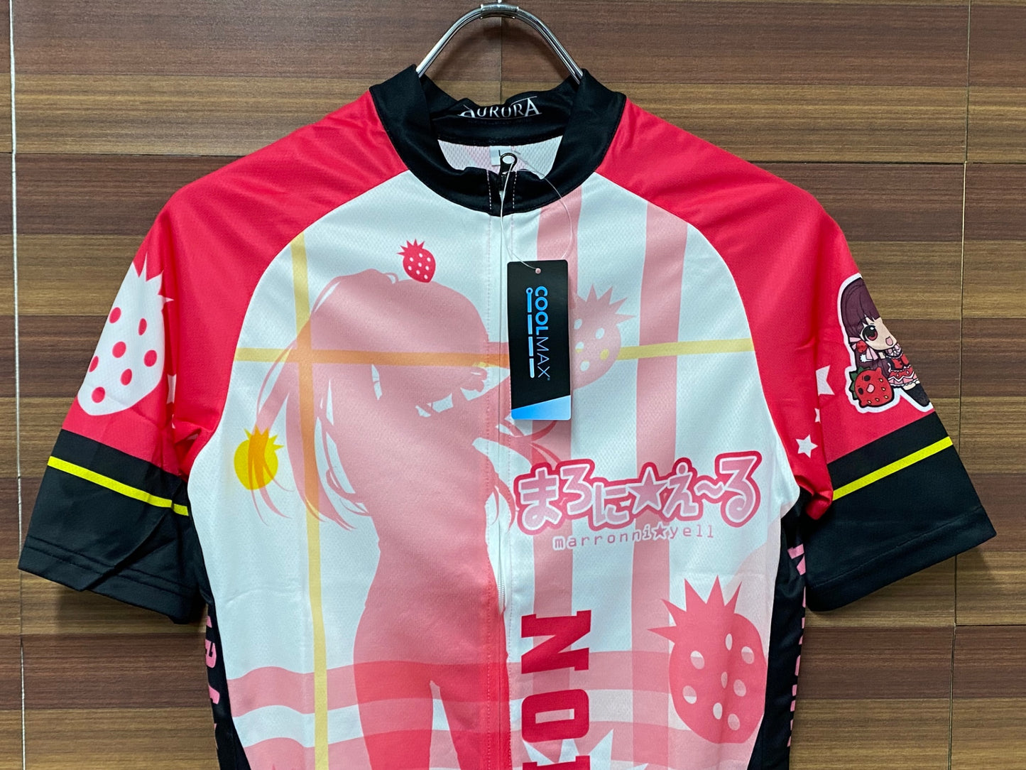 IS009 アウローラ AURORA 半袖 サイクルジャージ  白 ピンク L まろに☆えーる 春崎野乃花Ver.