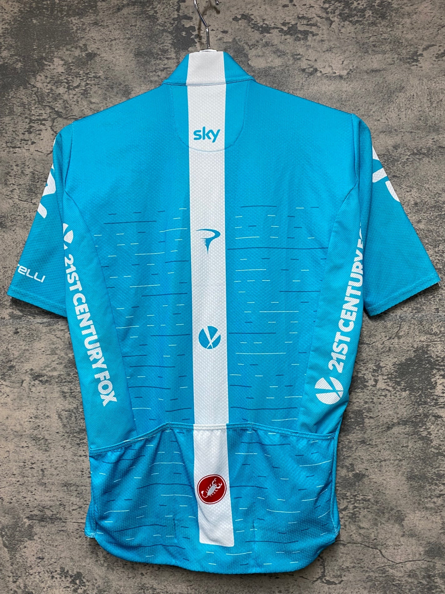 JC802 カステリ CASTELLI PODIO JERSEY 半袖 サイクルジャージ 白 水色 M TEAM sky