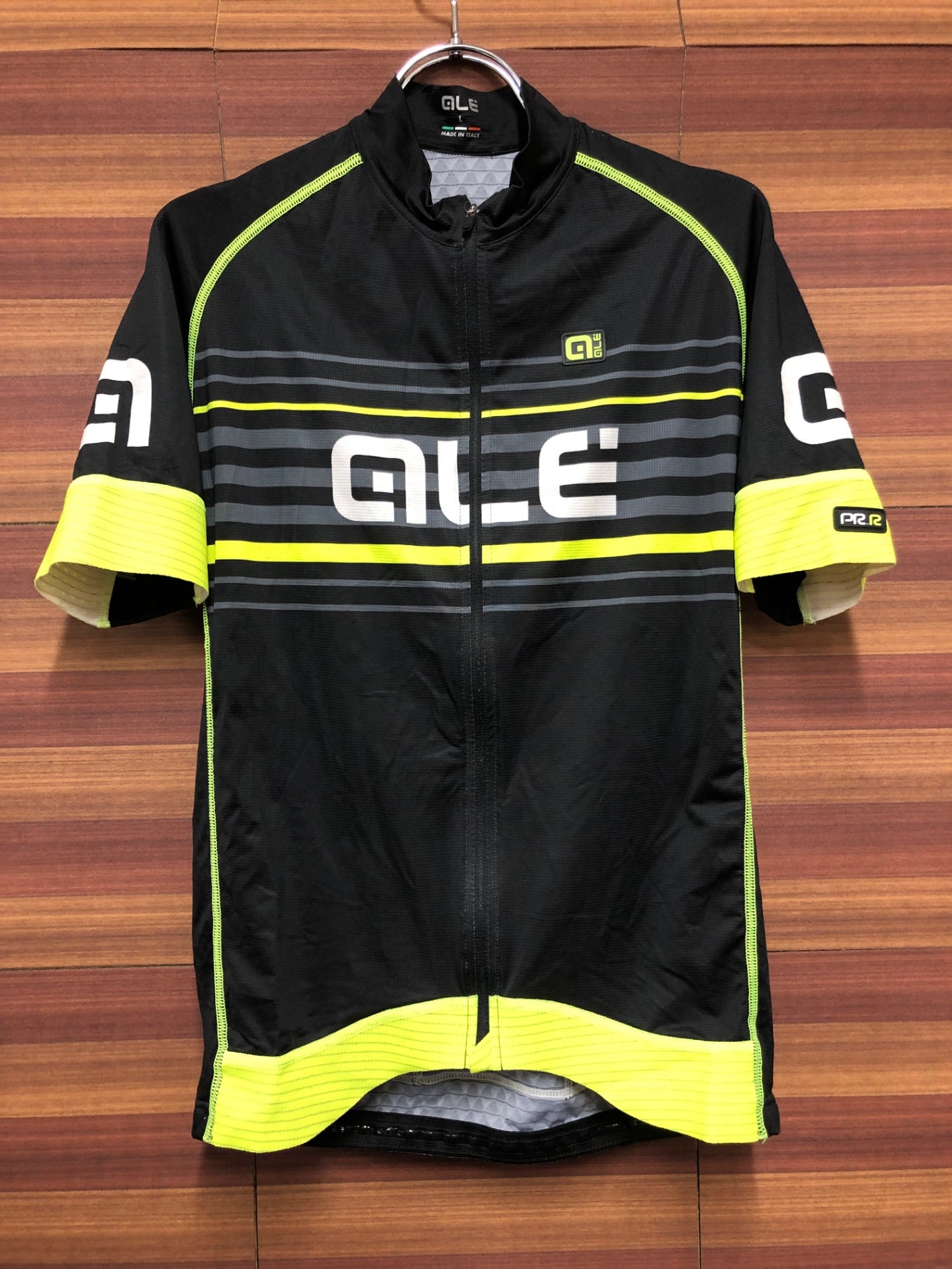 IM218 アレ ALE 半袖 サイクルジャージ 黒 黄 L
