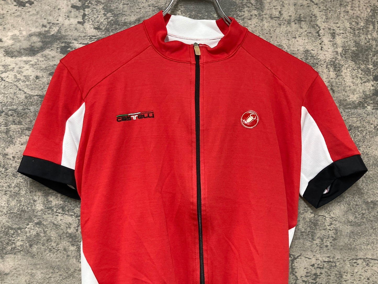 IY361 カステリ CASTELLI 半袖 サイクルジャージ 赤 白 S
