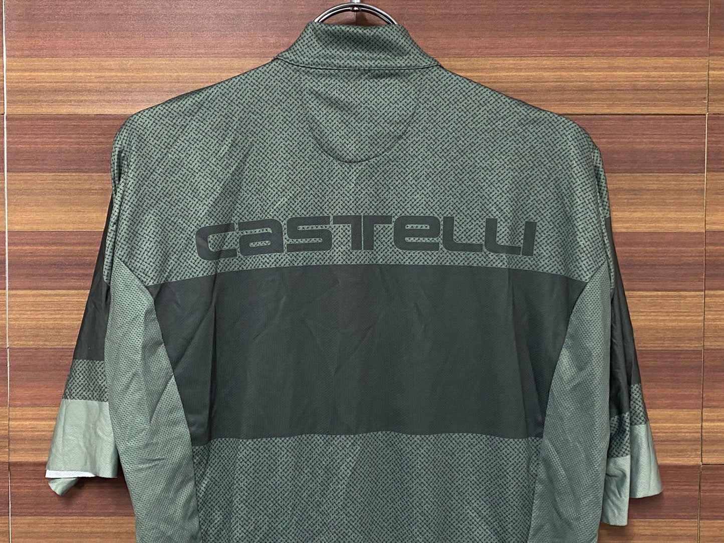 IR535 カステリ CASTELLI 半袖 サイクルジャージ 緑グレー XL