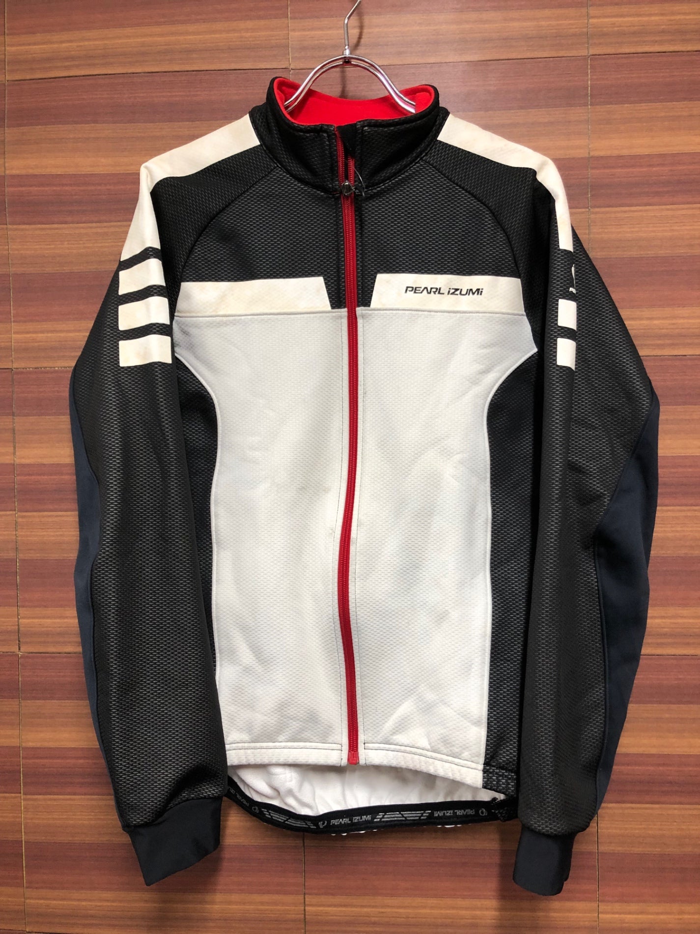 IM165 パールイズミ PEARL iZUMi 長袖 サイクルジャケット 白 黒 L 裏起毛 ※汚れ