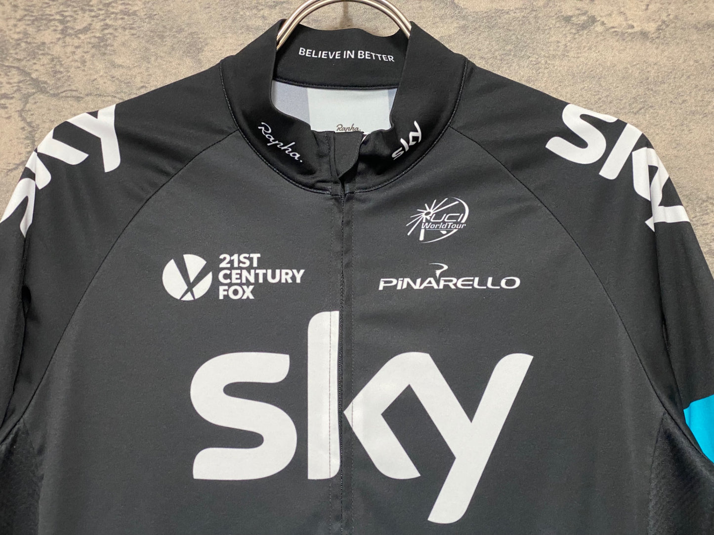 JC812 ラファ Rapha MEN'S REPLICA JERSEY 半袖 サイクルジャージ 黒 M TEAM sky