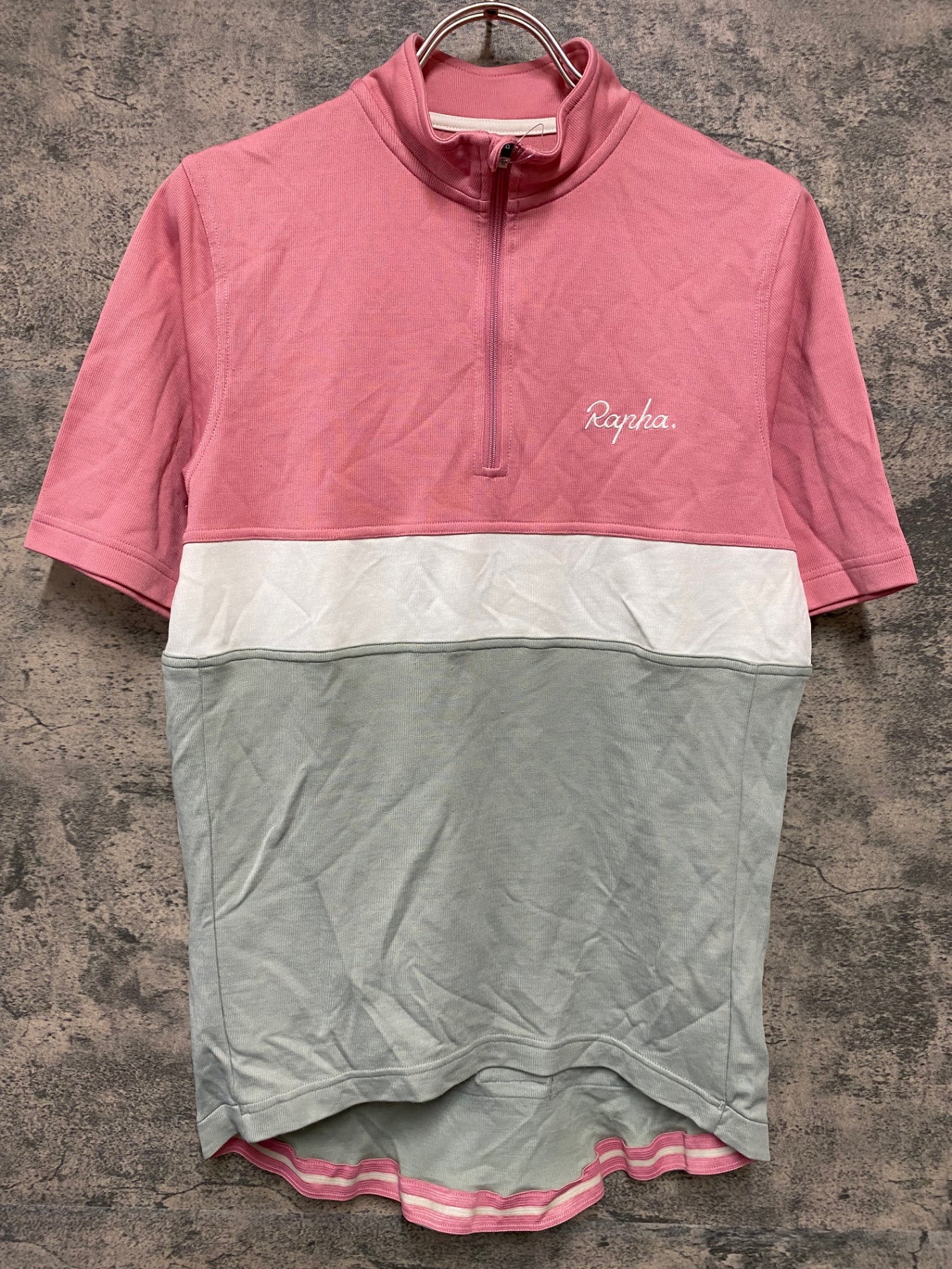 JD378 ラファ Rapha CLUB JERSEY 半袖 サイクルジャージ ハーフジップ ピンク グレー L