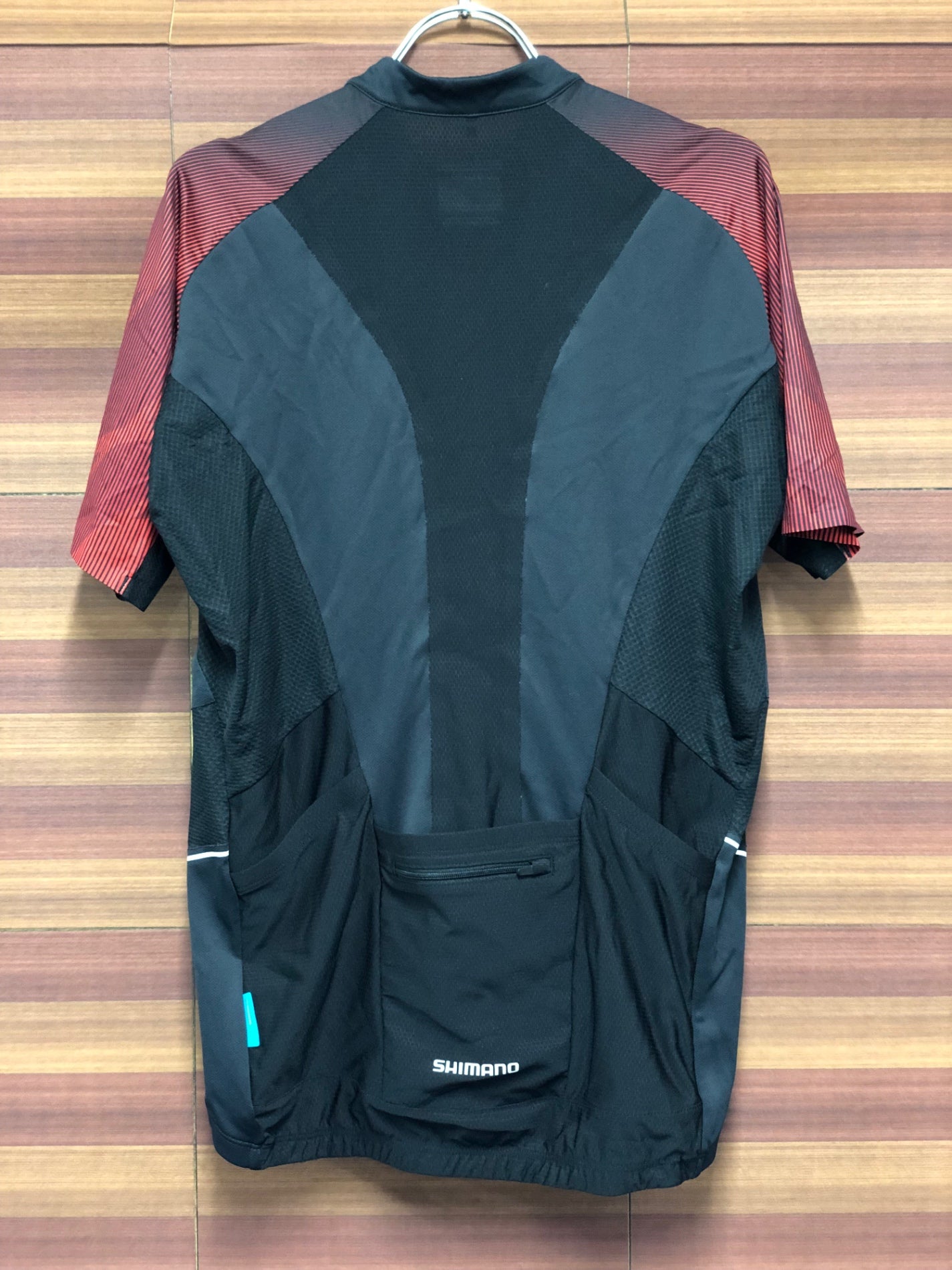 IQ842 シマノ SHIMANO 半袖 サイクルジャージ 黒 赤 XL