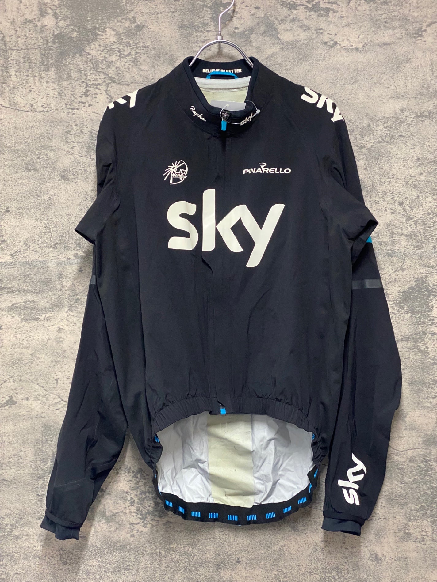 JC820 ラファ Rapha PRO TEAM 長袖 レインジャケット 黒 L TEAM sky ※汚れ