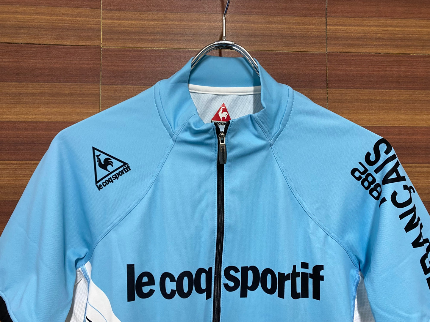 II791 ルコックスポルティフ le coq sportif サイクルジャージ 半袖 水色白 Lサイズ