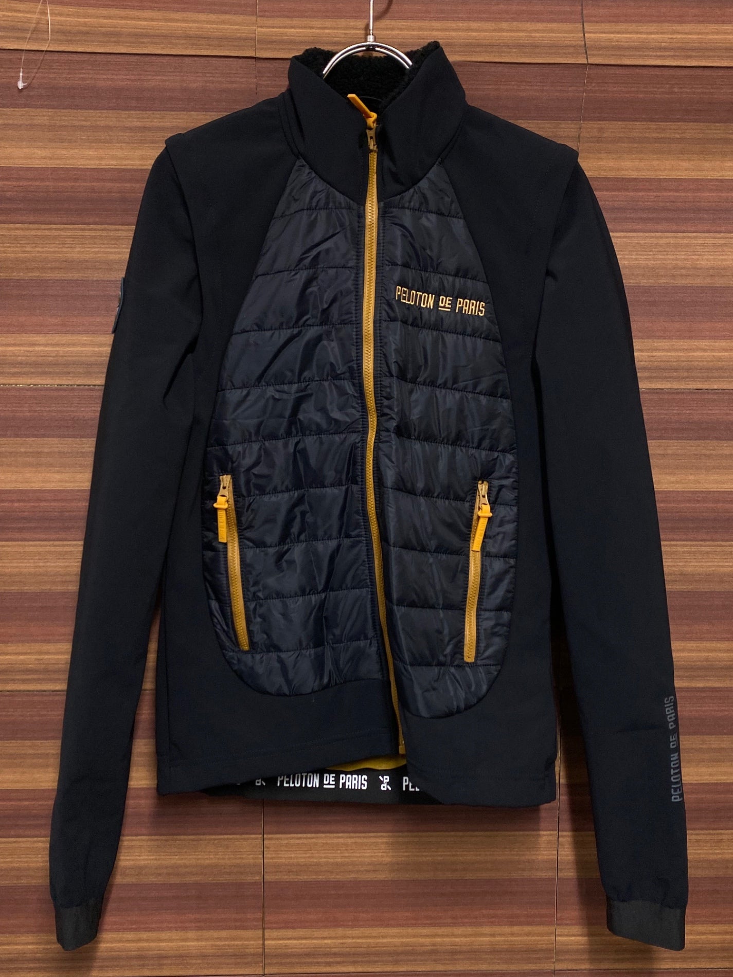 IQ746 プロトンドパリ PELOTON DE PARIS Atlas Puffy Jacket Gilet 2in1 Jacket 長袖 サイクルジャケット ジレ 黒 S ダウン 裏起毛