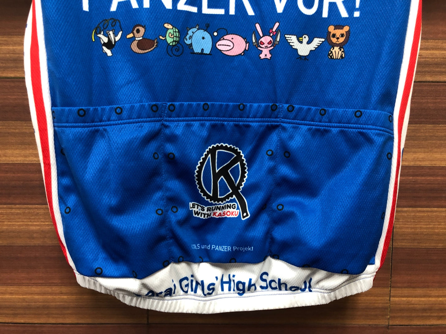 IS994 ウェイブワン WAVE ONE AURORA 半袖 サイクルジャージ 青 L ガールズ＆パンツァー 大洗女子学園 痛ジャージ