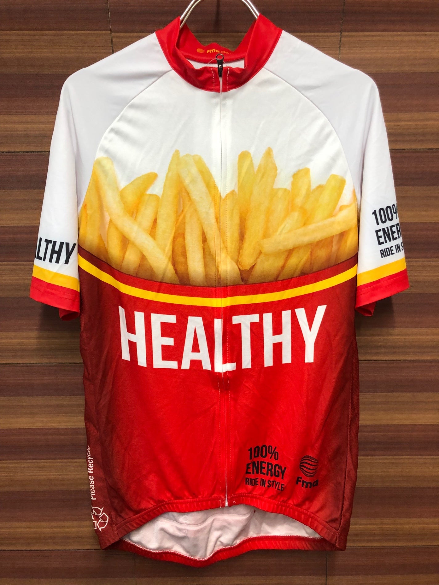 IS971 Fma 半袖 サイクルジャージ 白 赤 L