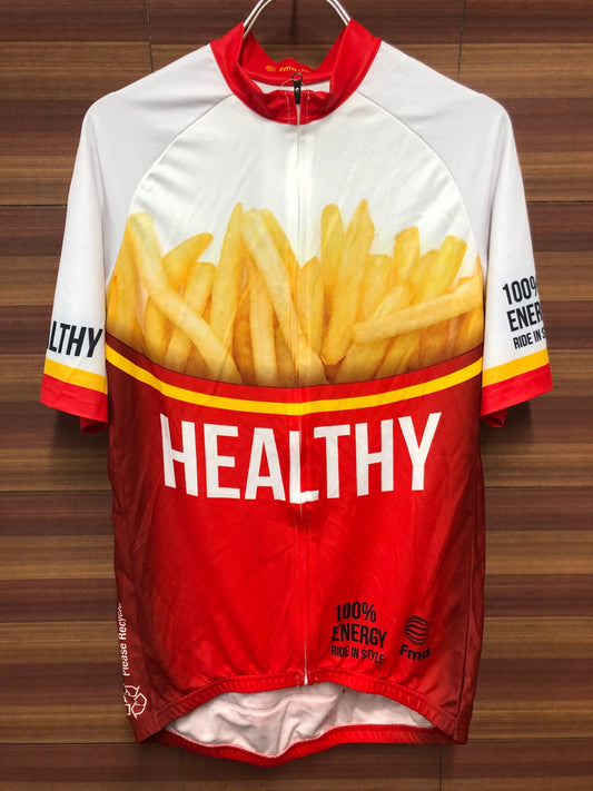 IS971 Fma 半袖 サイクルジャージ 白 赤 L