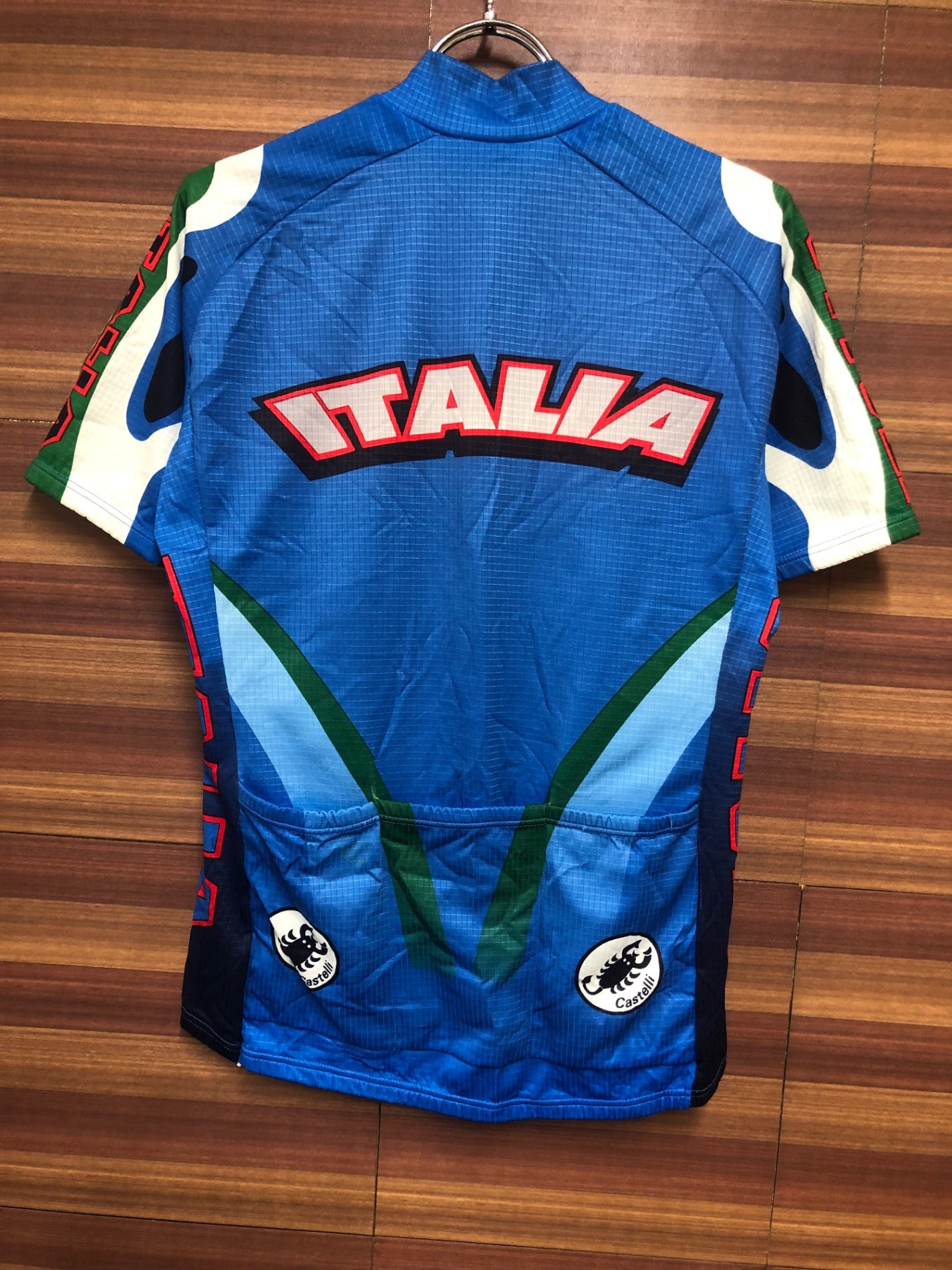 IF391 カステリ castelli 半袖サイクルジャージ ITALIA 青 M ビンテージ