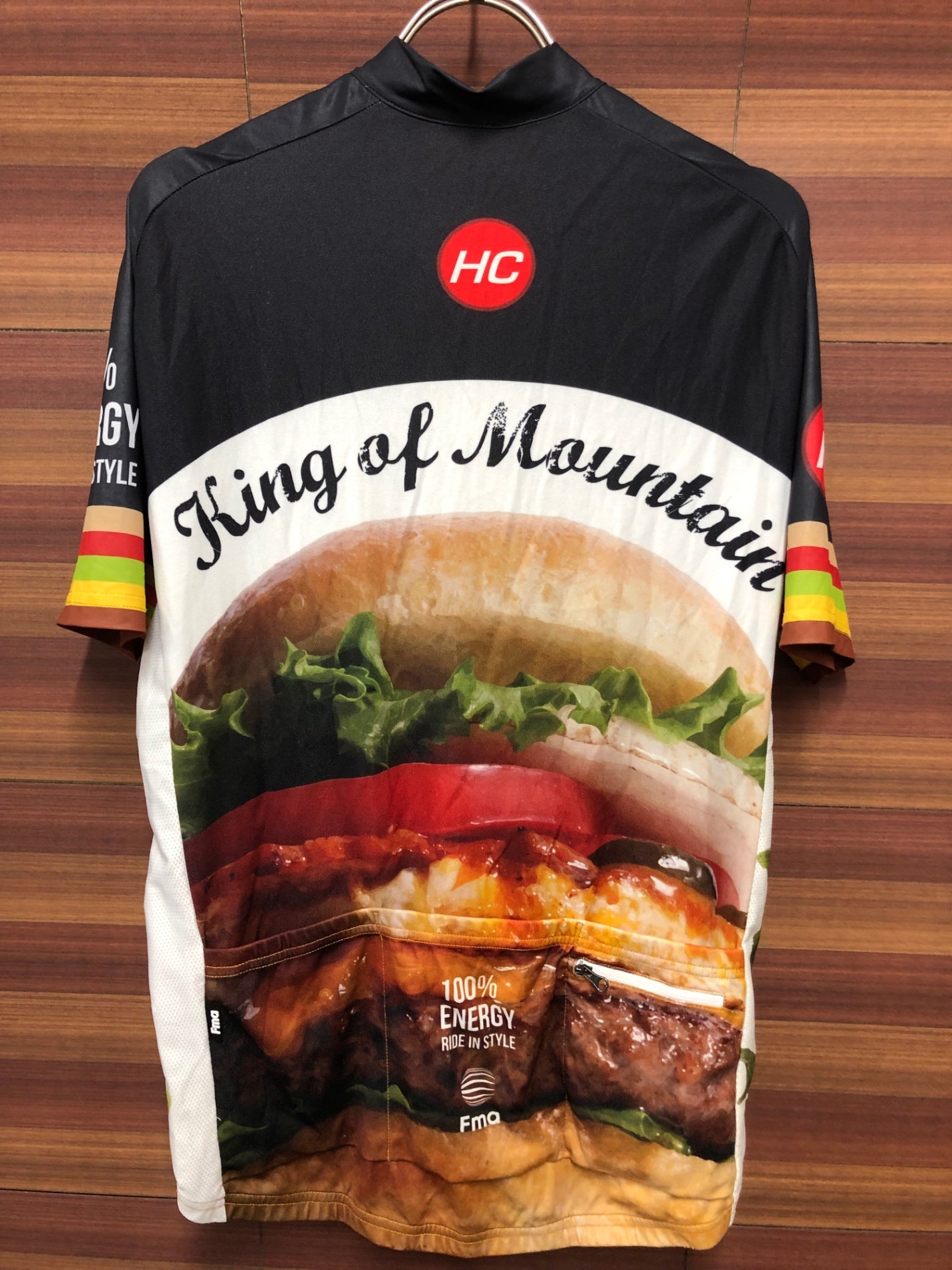 IS972 Fma 半袖 サイクルジャージ 黒 白 L