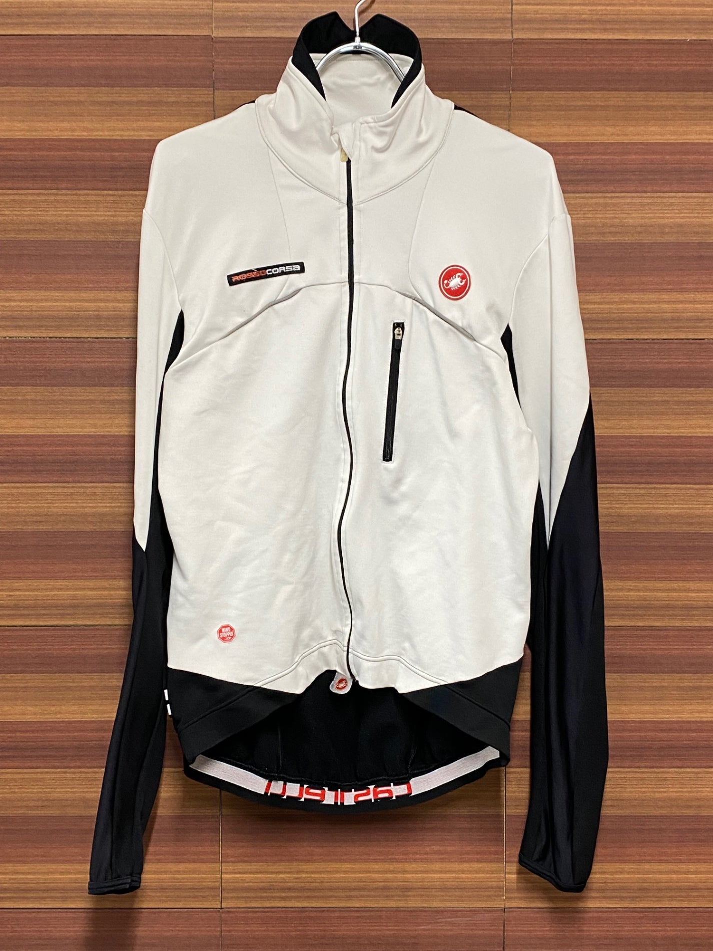 IN870 カステリ CASTELLI ロッソコルサ ROSSOCORSA 長袖 サイクルジャケット 白 黒 XL