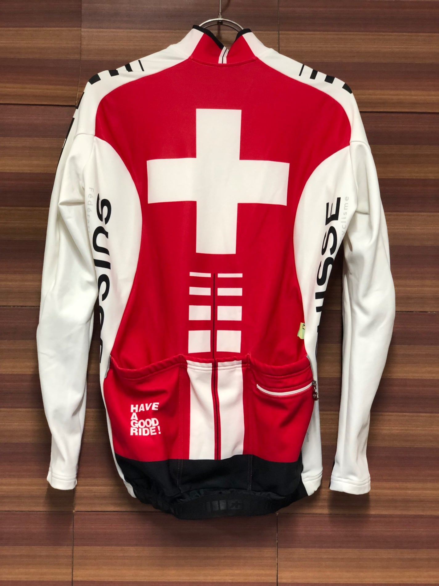 IT203 アソス assos iJ.EQUIPE Swiss 長袖 サイクルジャージ 白 赤 黒 S 裏起毛