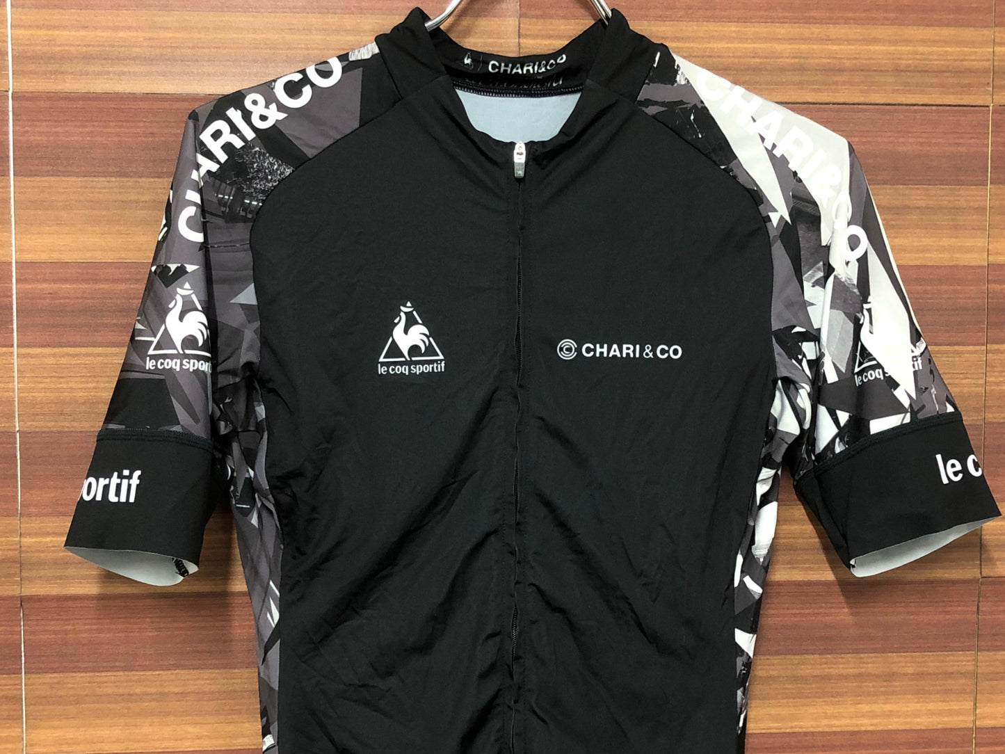 IQ042 ルコックスポルティフ le coq sportif チャリ&コー CHARI&CO 半袖 サイクルジャージ L 黒