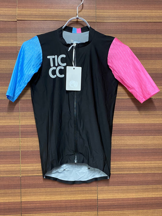 IO340 TICCC 半袖 サイクルジャージ 黒ピンク青 XS