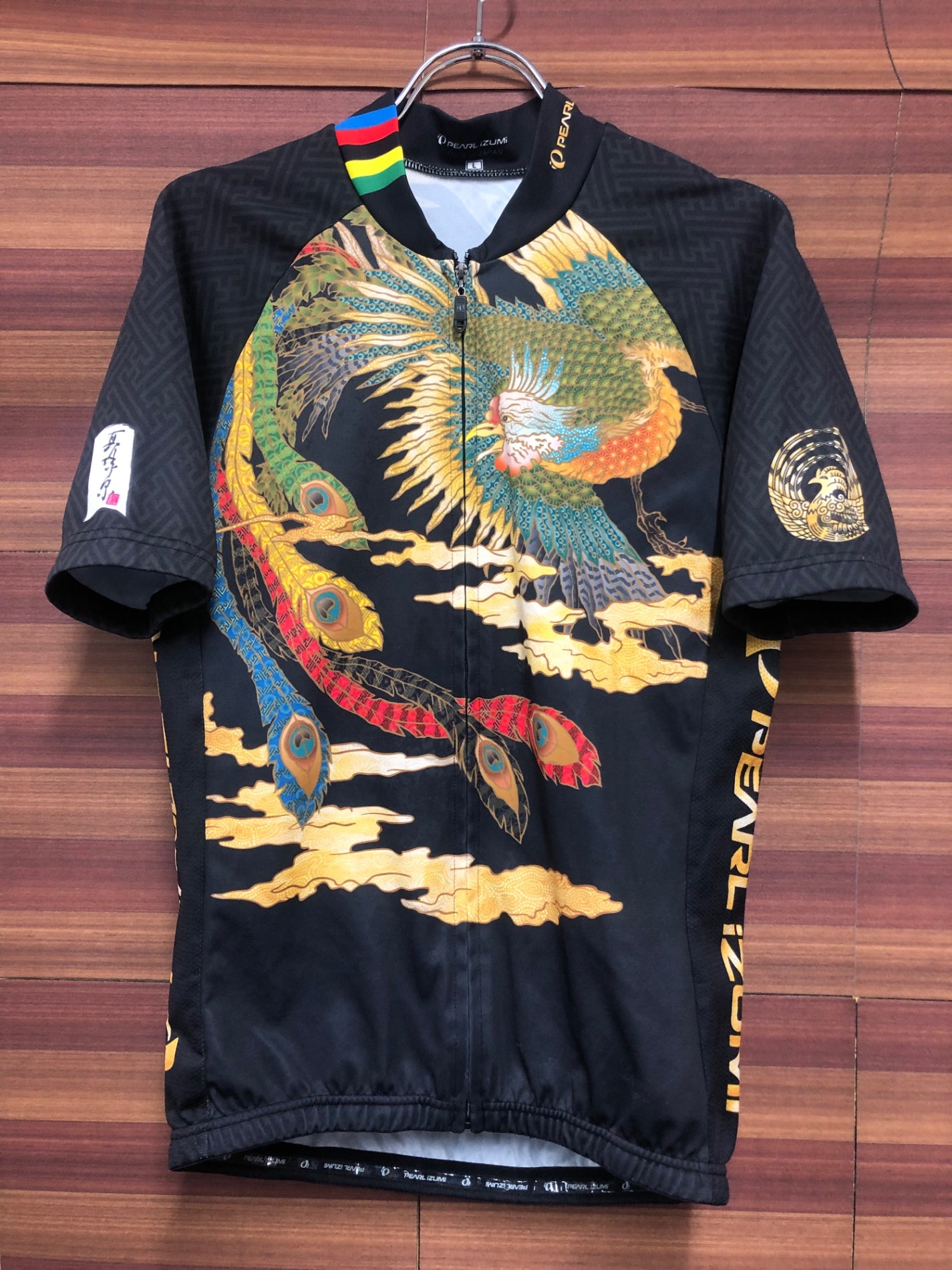 IJ872 パールイズミ 半袖サイクルジャージ L 和 総柄 ※スレあり