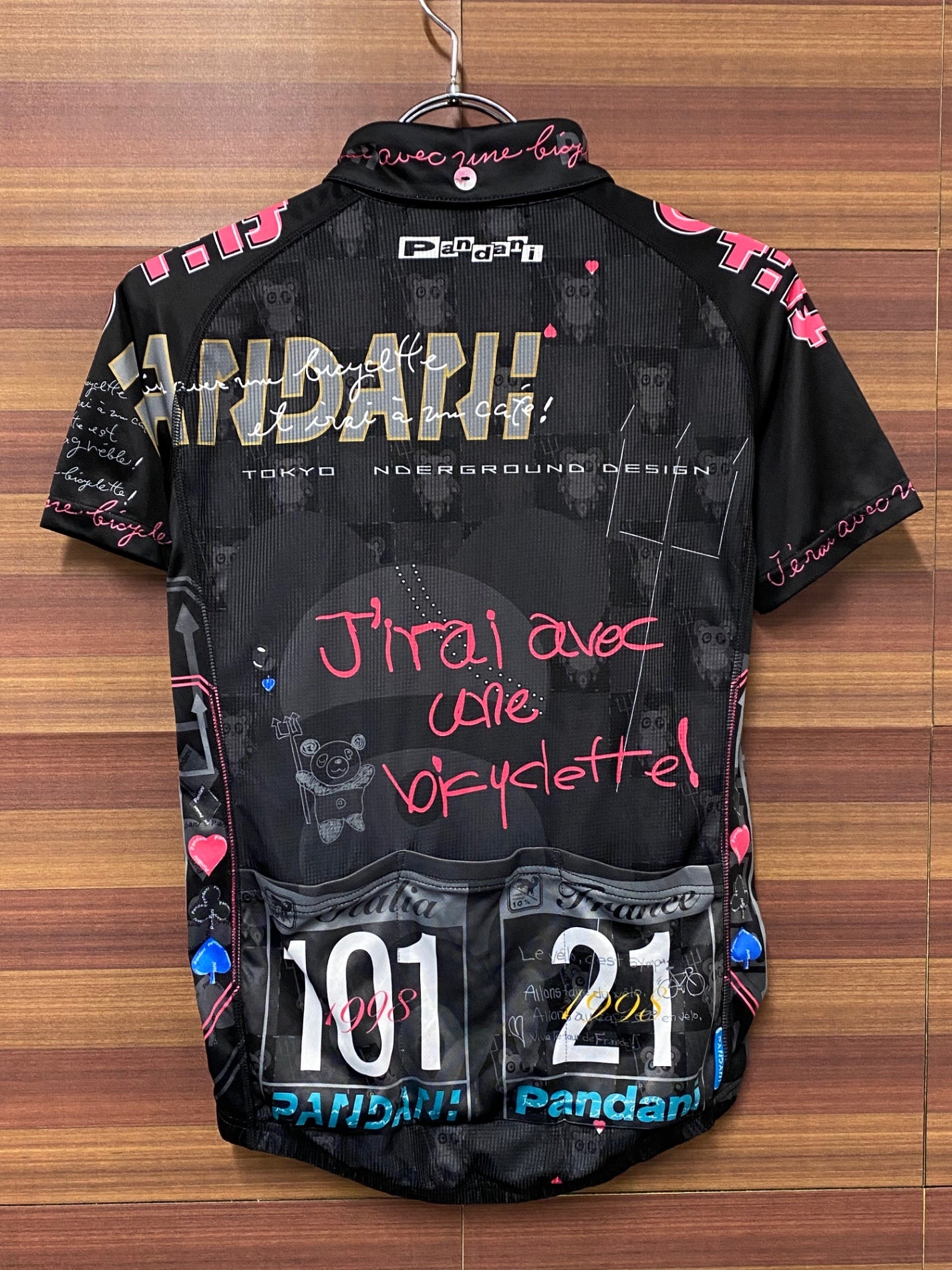 IT125 パンダーニ Pandani 半袖 サイクルジャージ 黒 XS