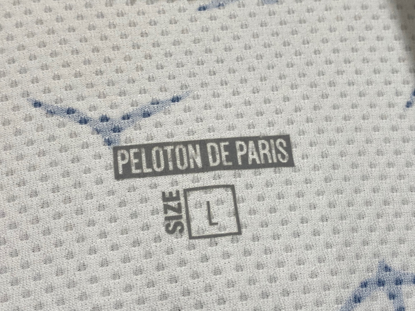 JC043 プロトンドパリ Peloton de Paris 半袖 サイクルジャージ 白 紺 L