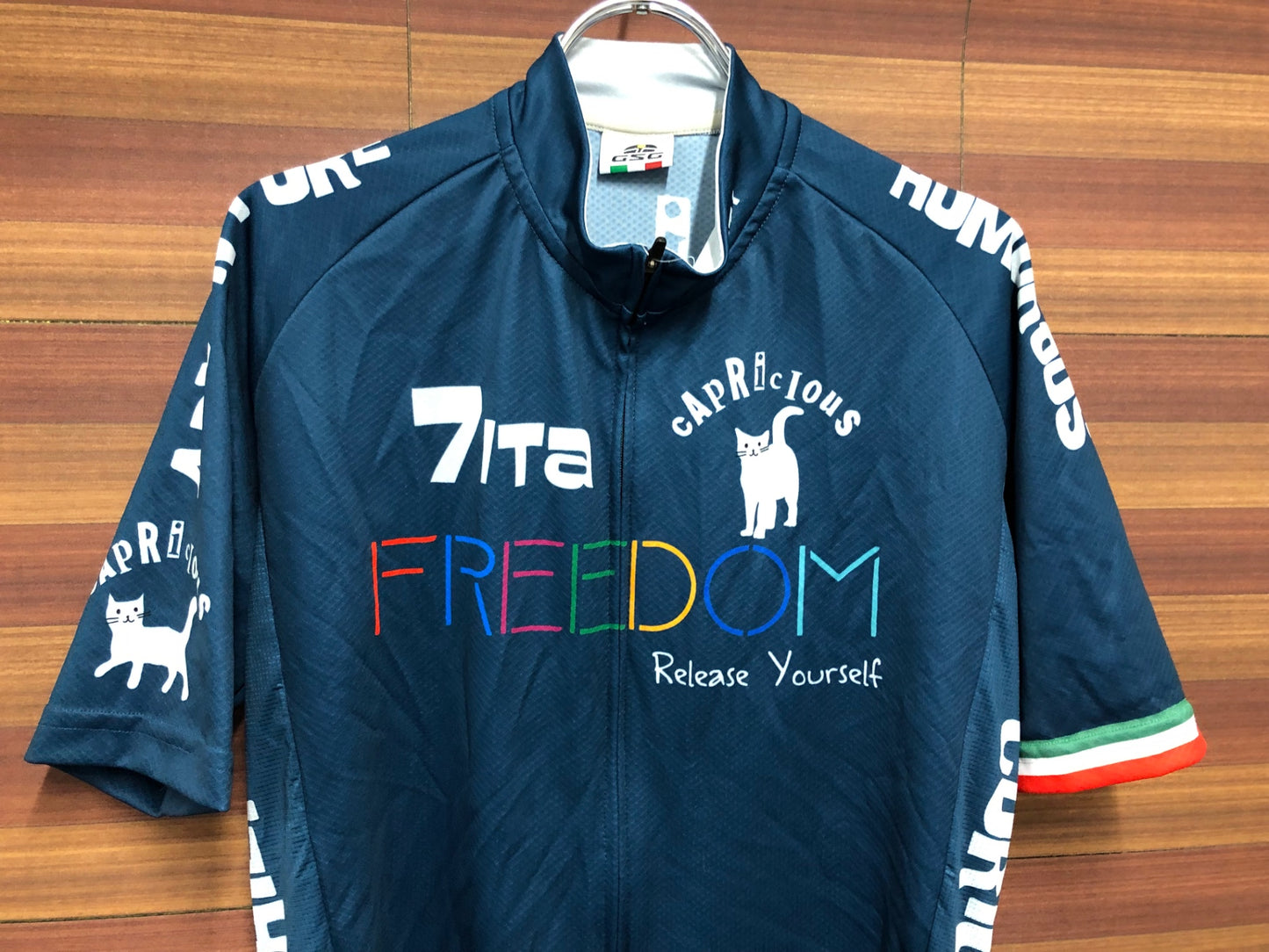 IQ481 ジェッセージ GSG 7ITA 半袖 サイクルジャージ 紺 猫 XL