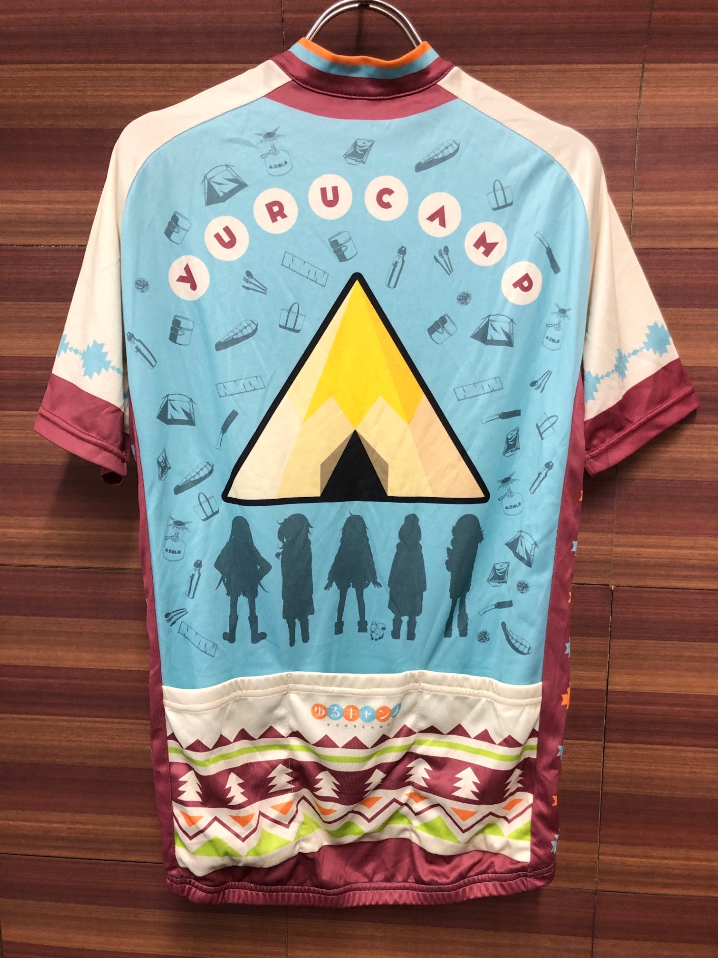 IT001 GSR Gear 半袖 サイクルジャージ 水色 ベージュ 茶 L ゆるキャン△ シルエットVer. 痛ジャージ