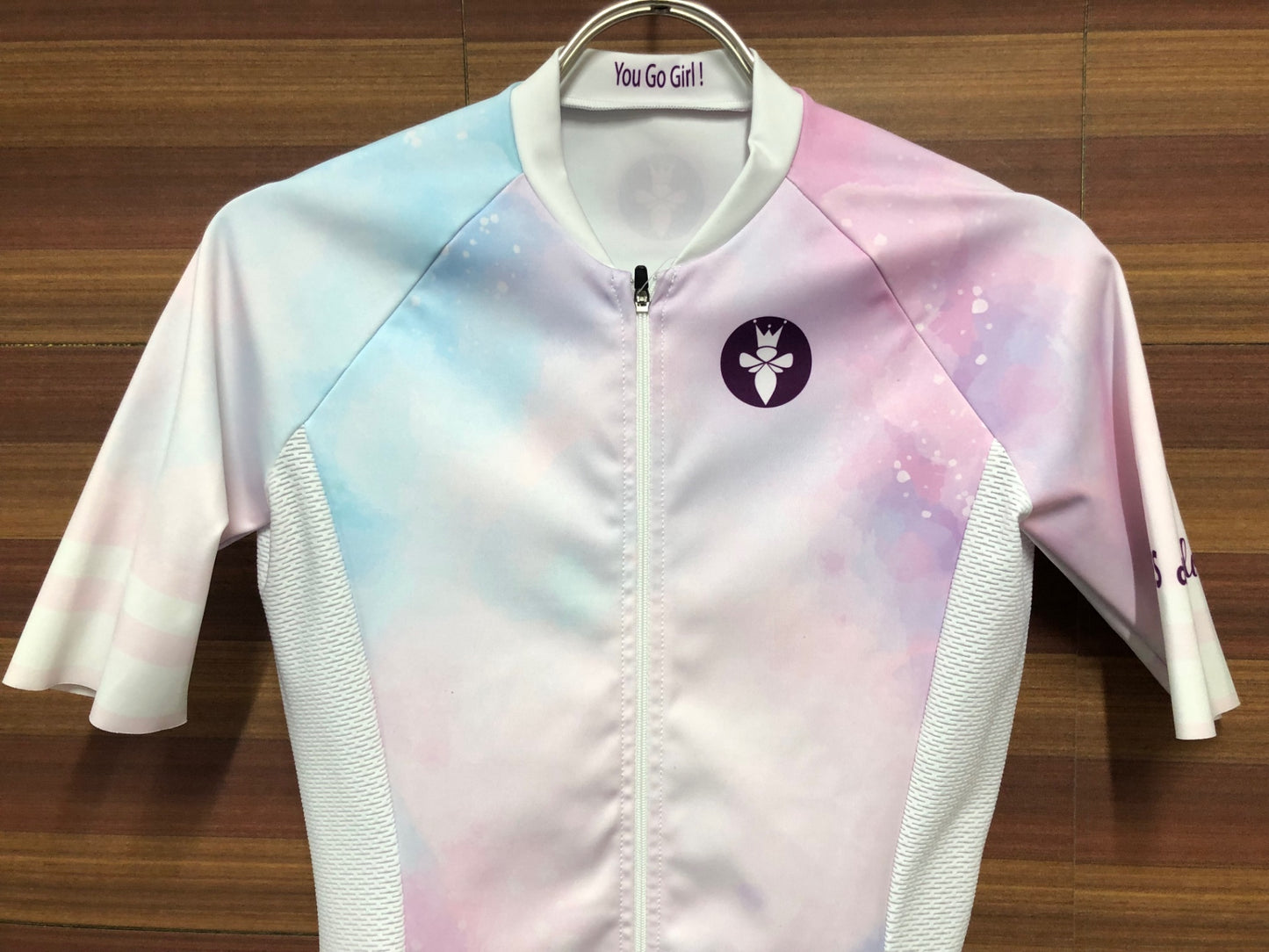 IR073 REINES 半袖 サイクルジャージ ピンク 白 レディース XS