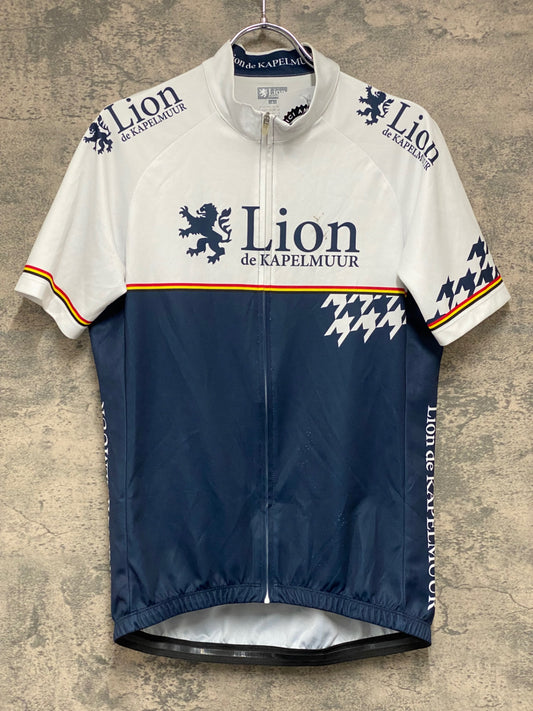 JA838 リオンドカペルミュール Lion de KAPELMUUR 半袖 サイクルジャージ 白 L ※穴あき、汚れのためジャンク
