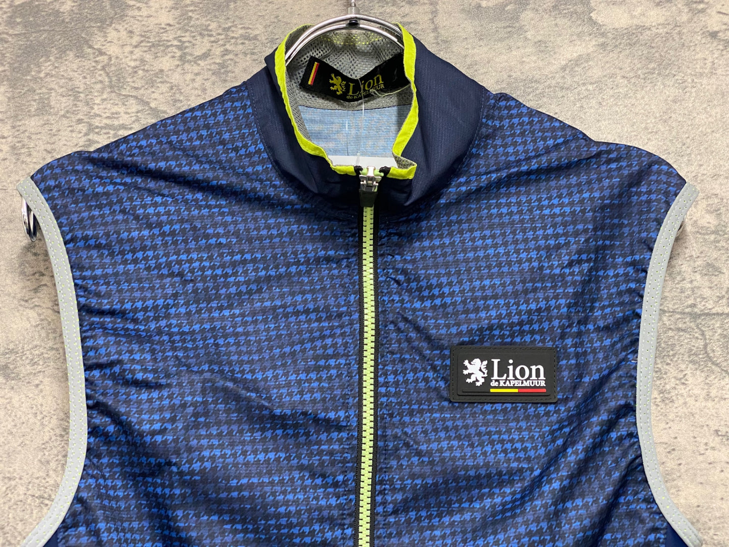 JB064 リオンドカペルミュール Lion de KAPELMUUR サイクルベスト ジレ 紺 黒 S 千鳥格子