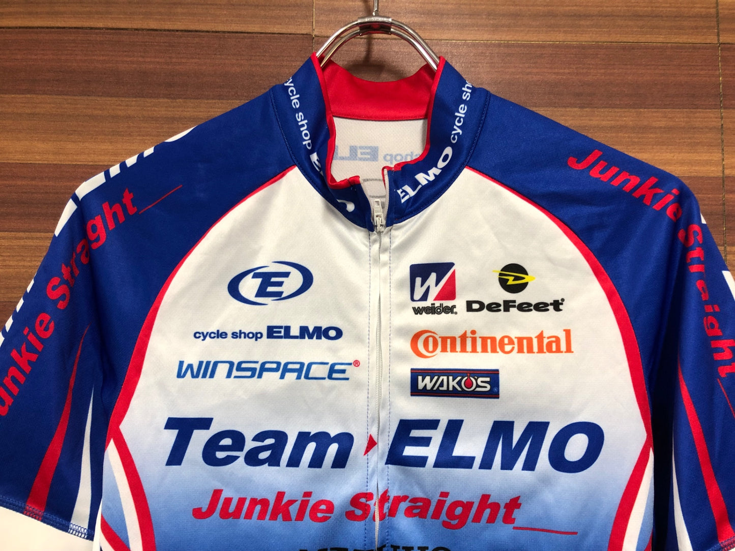 IL346 ウェイブワン WAVEONE 半袖 サイクルジャージ 青 白 XL チームジャージ Team ELMO