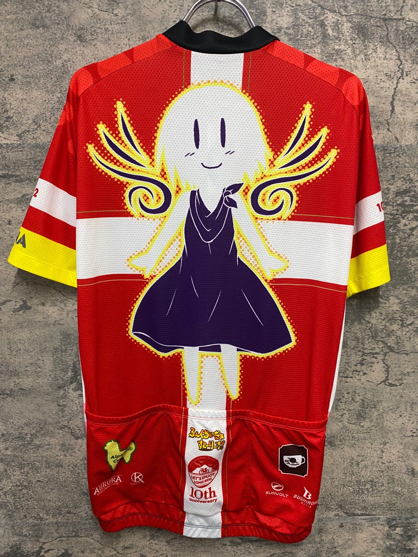 JB662 サンボルト SUNVOLT 半袖 サイクルジャージ 黒 赤 総柄 XL ろんぐらいだぁ すとーりーず