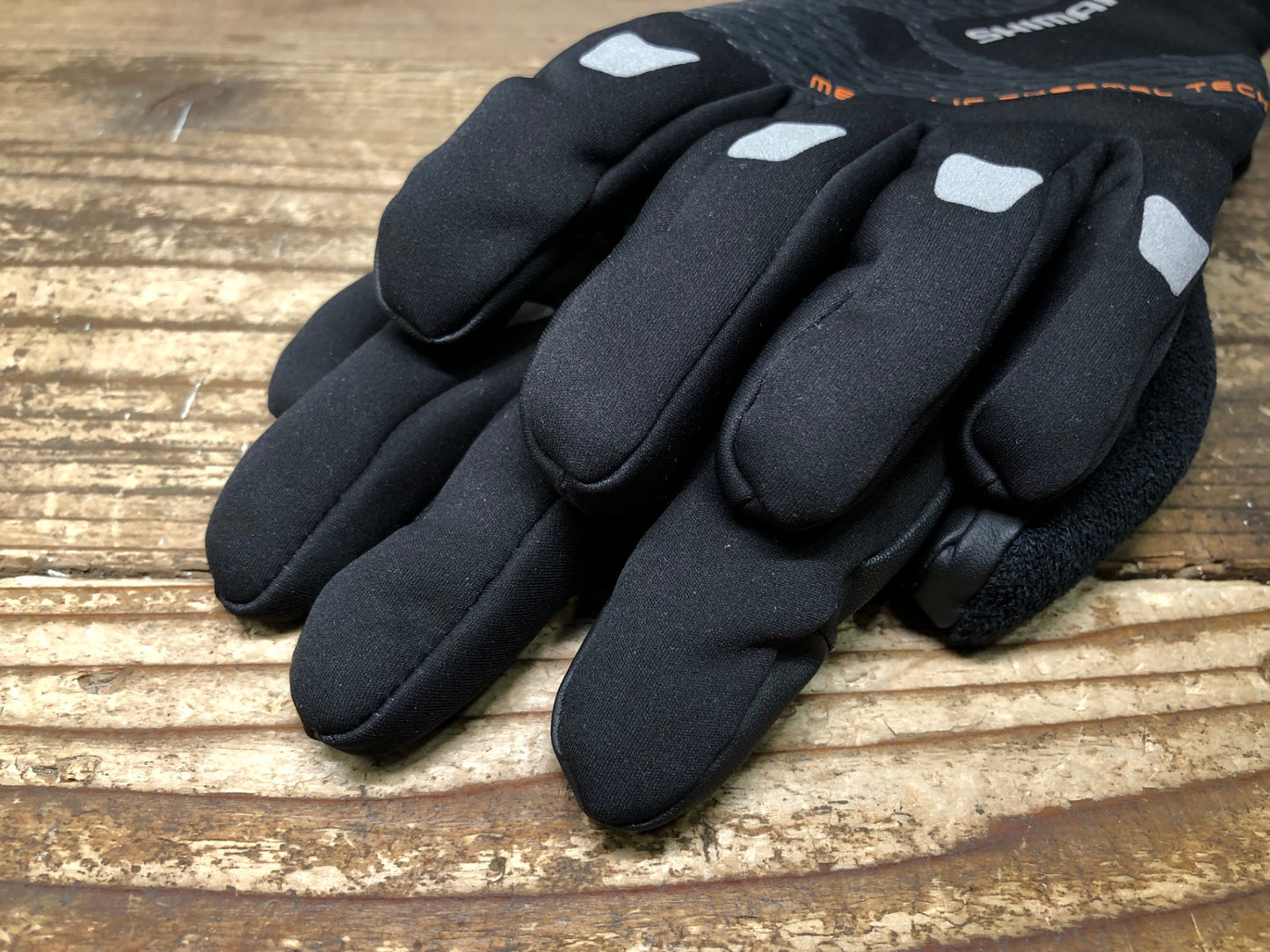 JA346 シマノ SHIMANO 長指 グローブ 黒 S METALLIC THERMAL TECH 裏起毛 WIND STOPPER