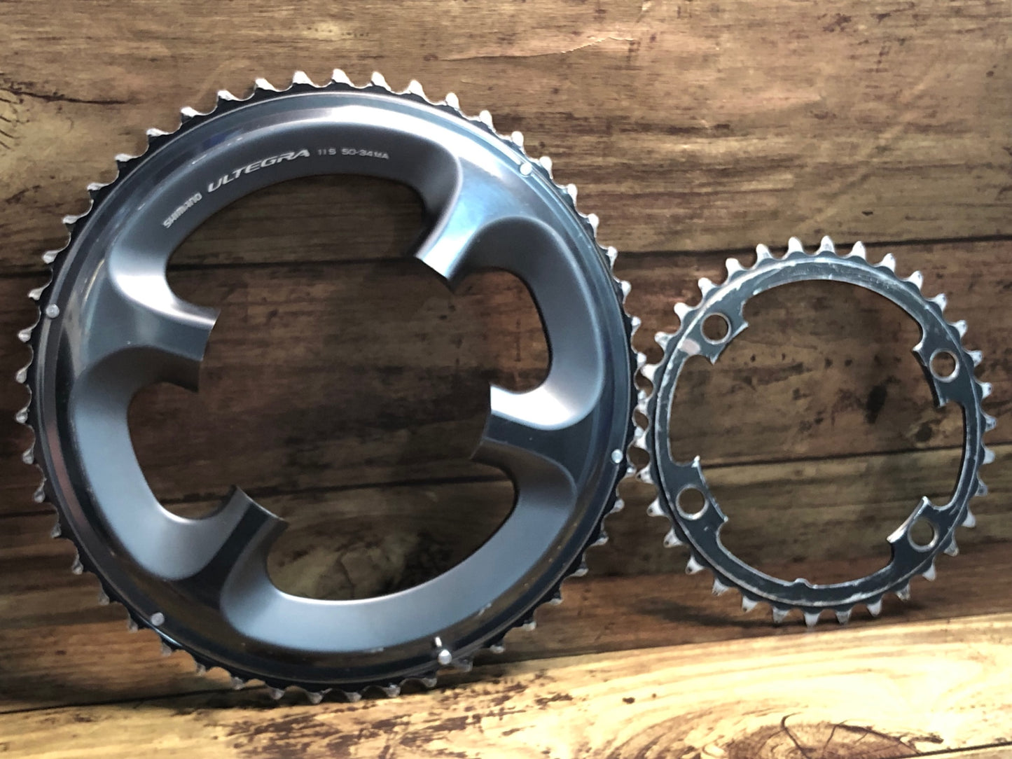 IM584 シマノ SHIMANO アルテグラ ULTEGRA FC-R8000 チェーンリング 50/34T セット 摩耗大 ジャンク