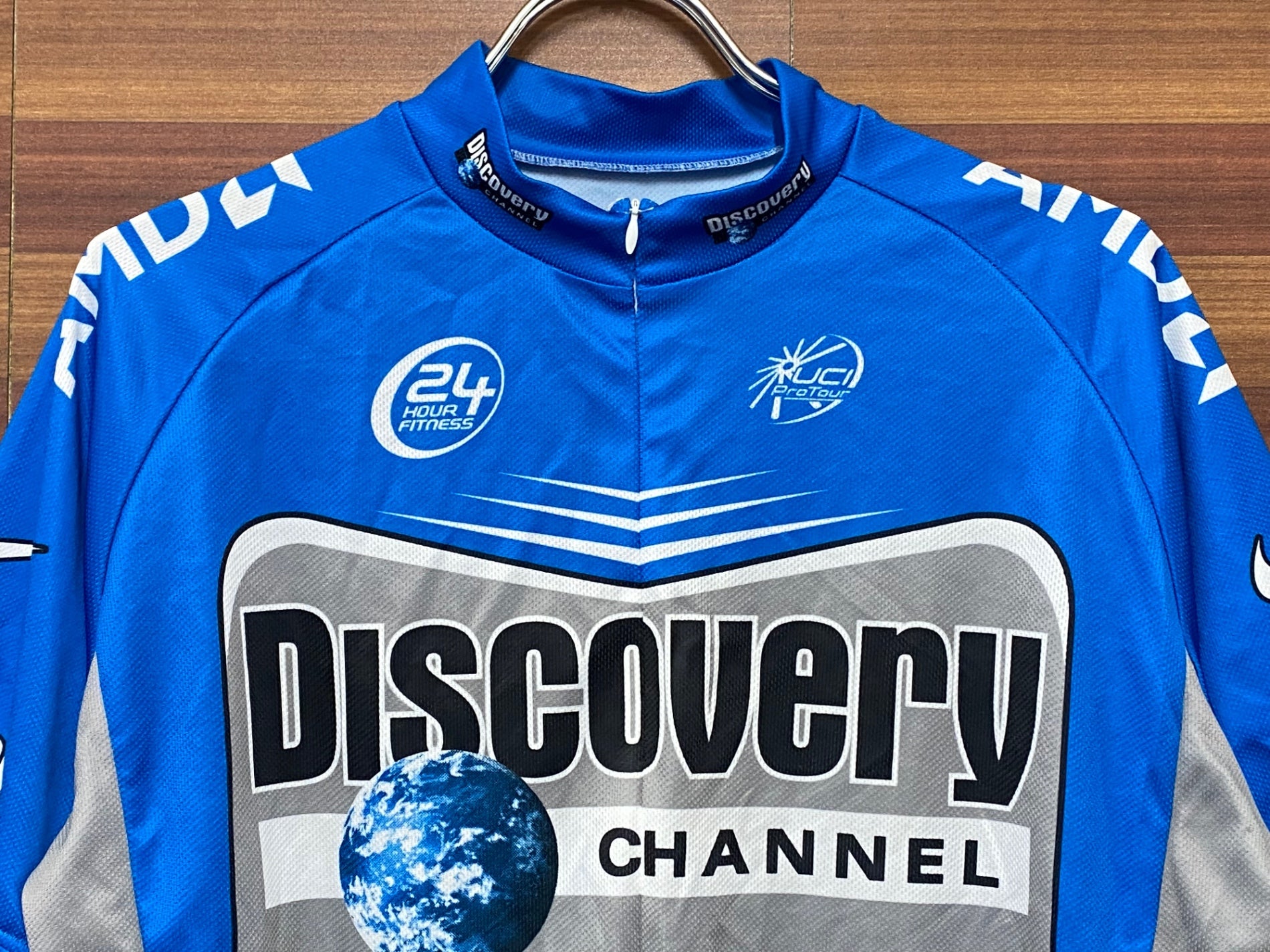 IE161 ナイキ NIKE 半袖サイクルジャージ 青グレー L DISCOVERY channel