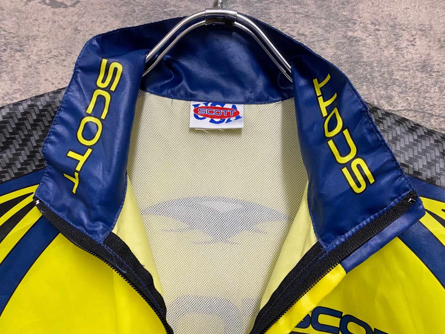JC177 スコット SCOTT RACING 長袖 ウィンドブレーカー 黄青 サイズ不明 ビンテージ