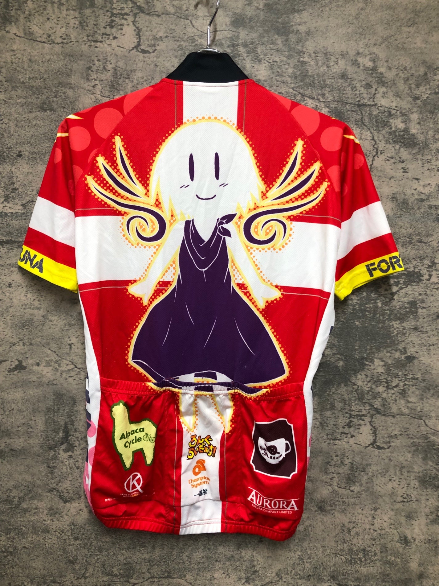 IZ766 チャンピオンシステム ChampionSystem AURORA 半袖 サイクルジャージ 赤 白 黒 M 痛ジャージ ろんぐらいだぁす！ FORTUNA