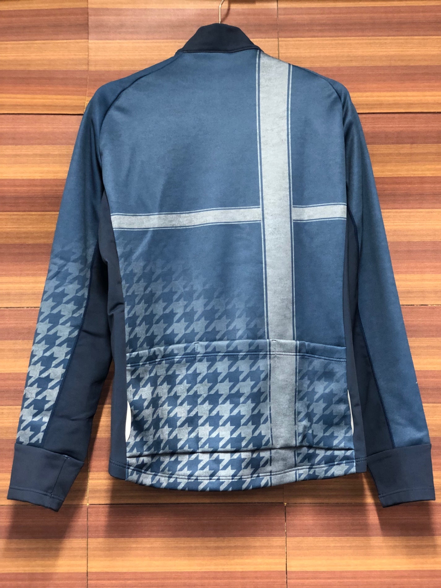 IT638 カペルミュール KAPELMUUR 長袖 サイクルジャケット 青 グレー 千鳥 S 裏起毛 未使用