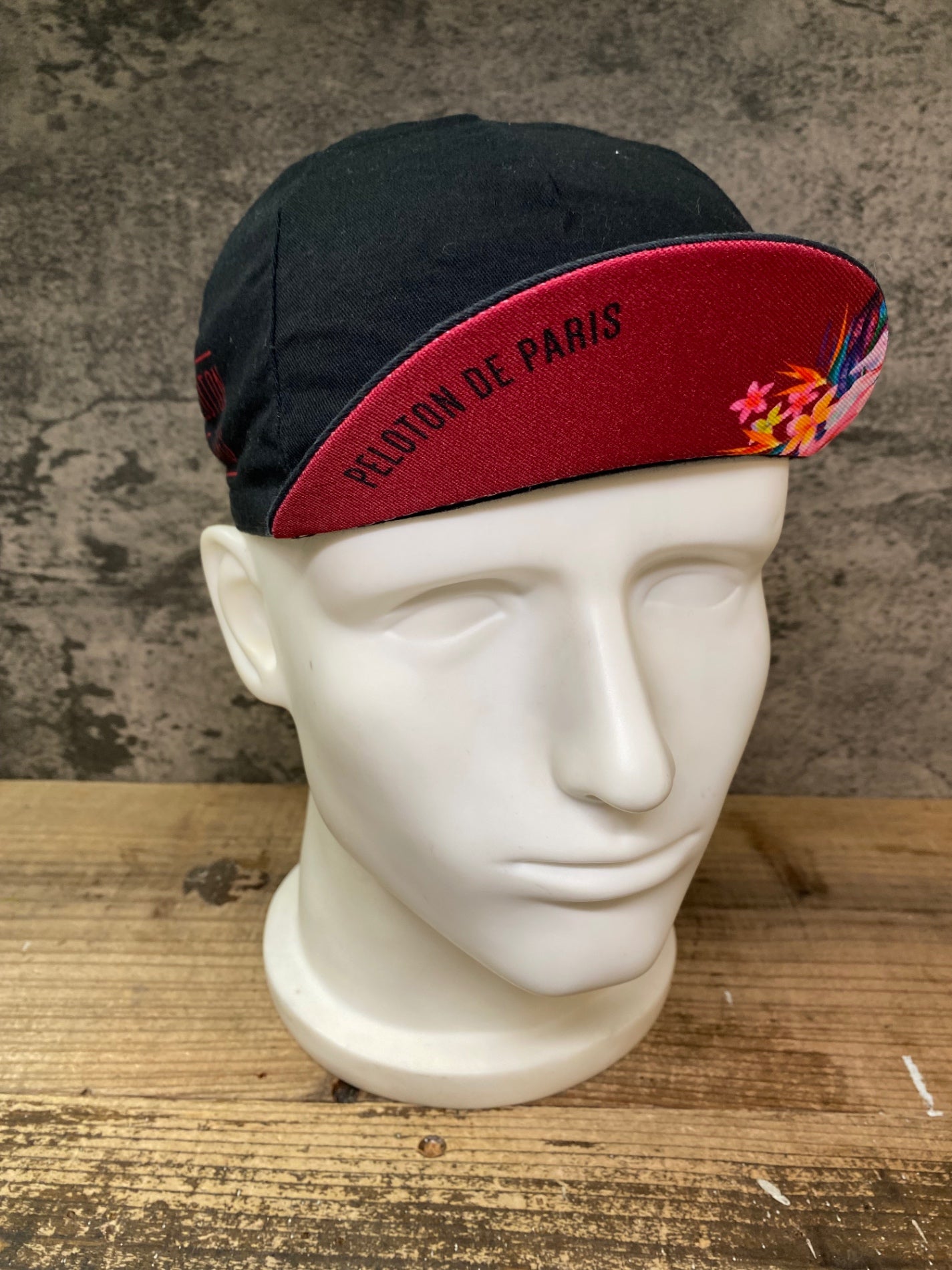 JC063 プロトンドパリ Peloton de Paris サイクルキャップ 黒 赤 ワンサイズ